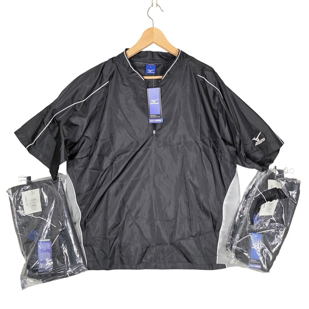 Mizuno Baseball WindLite 1/4 Zip Windbreaker Short Sleeve Lot Of 3 Mens Large